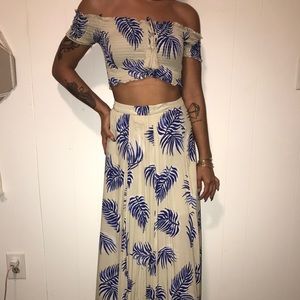 Lulu's Frond Memories Beige Leaf Two Piece